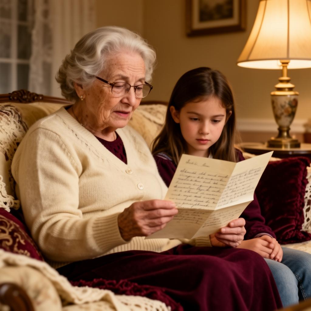 A grandmother and granddaughter reading a letter together